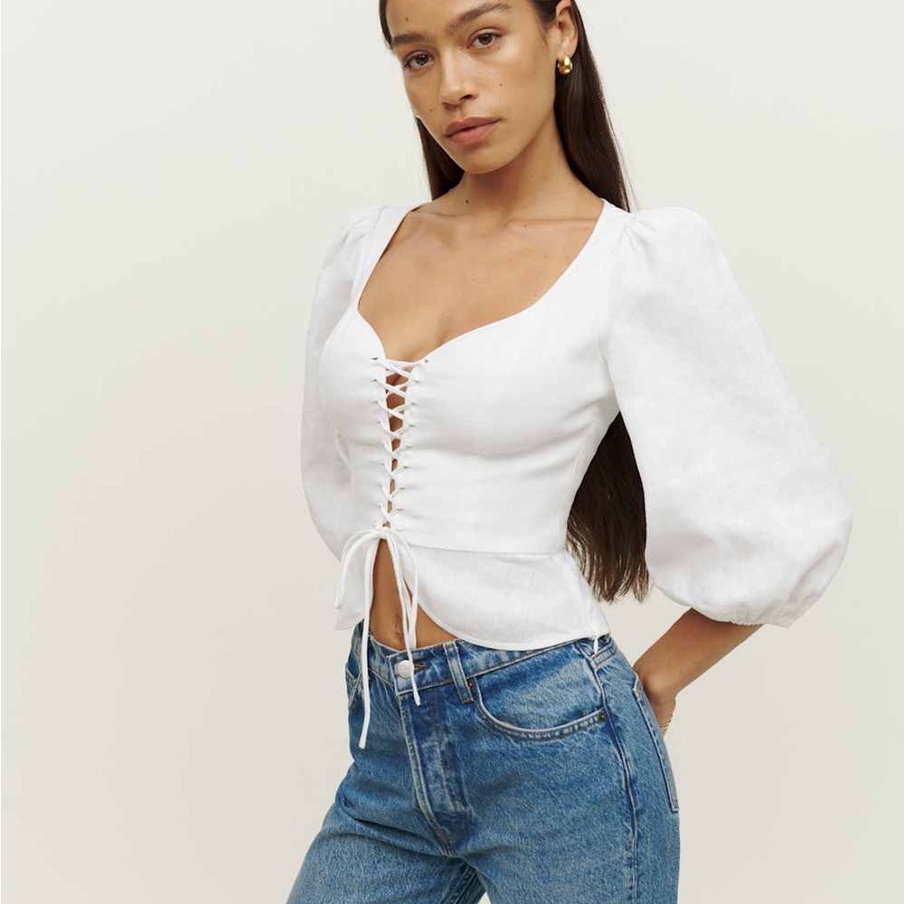 Reformation Barrett Linen Top